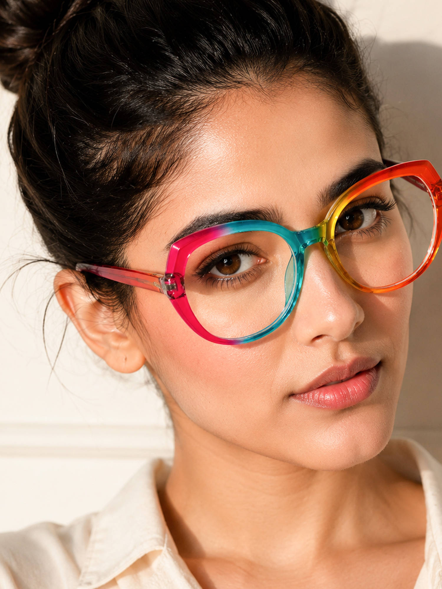 PERKEY Women Oval Multi-Color Eyeglass Frame - OPTL004-C2 (54)