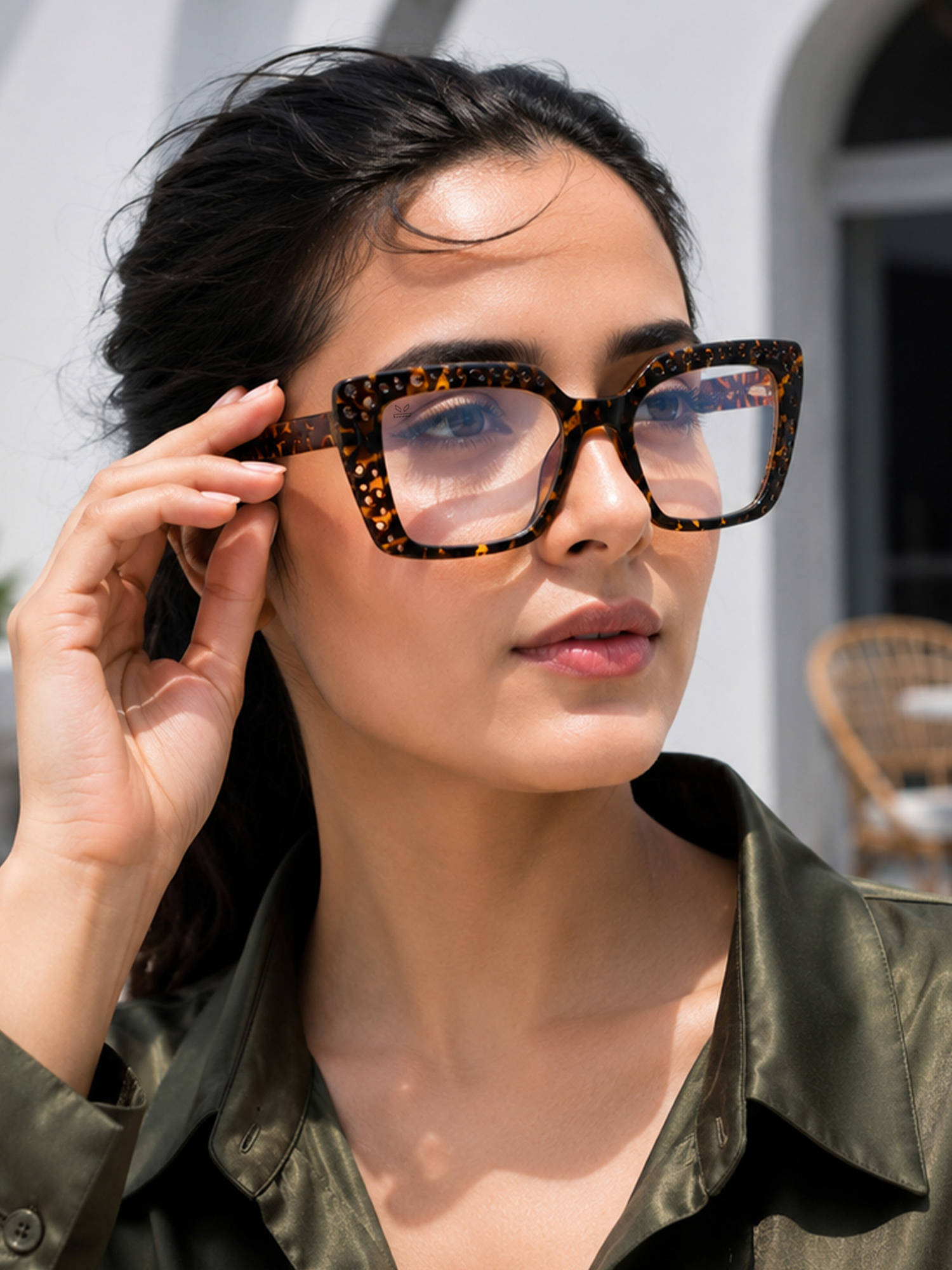PERKEY Square Full Rim Blue Cut Light Glasses for Women - OPTL0020-C2 (51)