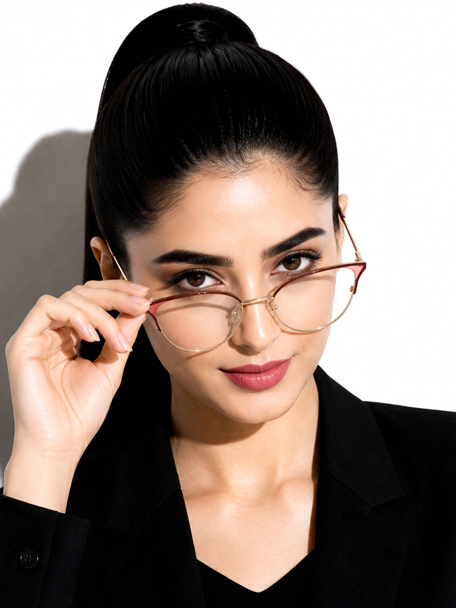 ROYAL SON Cat Eye Maroon Gold Blue Light Blocking Computer Glasses Eyeglasses Women- SF0084-C3 (46)