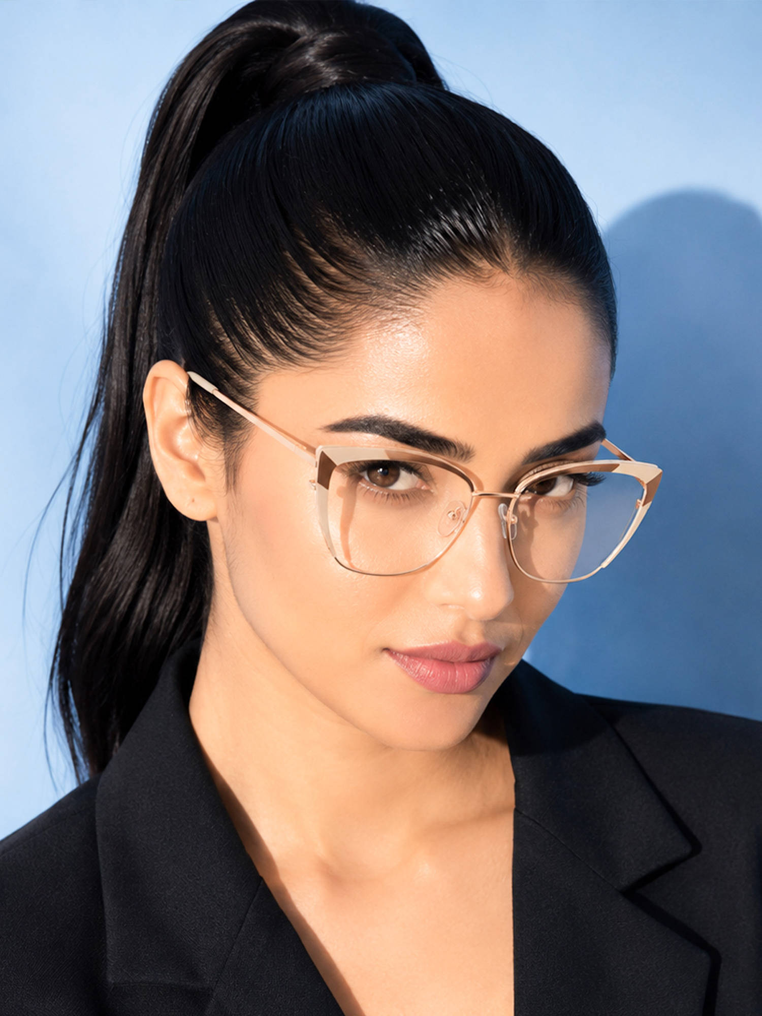 PERKEY Full Rim Cat Eye Blue Computer Eyeglasses For Women (Optl0018-C3) (55)