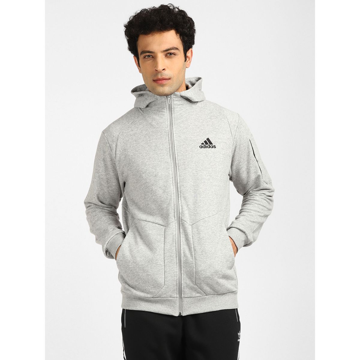 adidas M Pre Hth Fz Hd Grey Sports Track Top: Buy adidas M Pre Hth