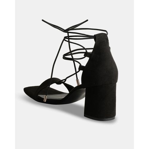 Buy Suede Open Toe Block Heels Gladiators-Black Online