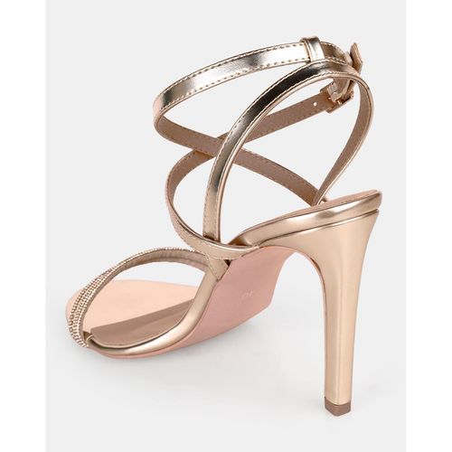 Buy Party Wear Embellished Open Toe Stilettos-Rose Gold