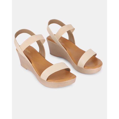 Buy Single Strap Sandals Wedge with Sling Back-Beige Online