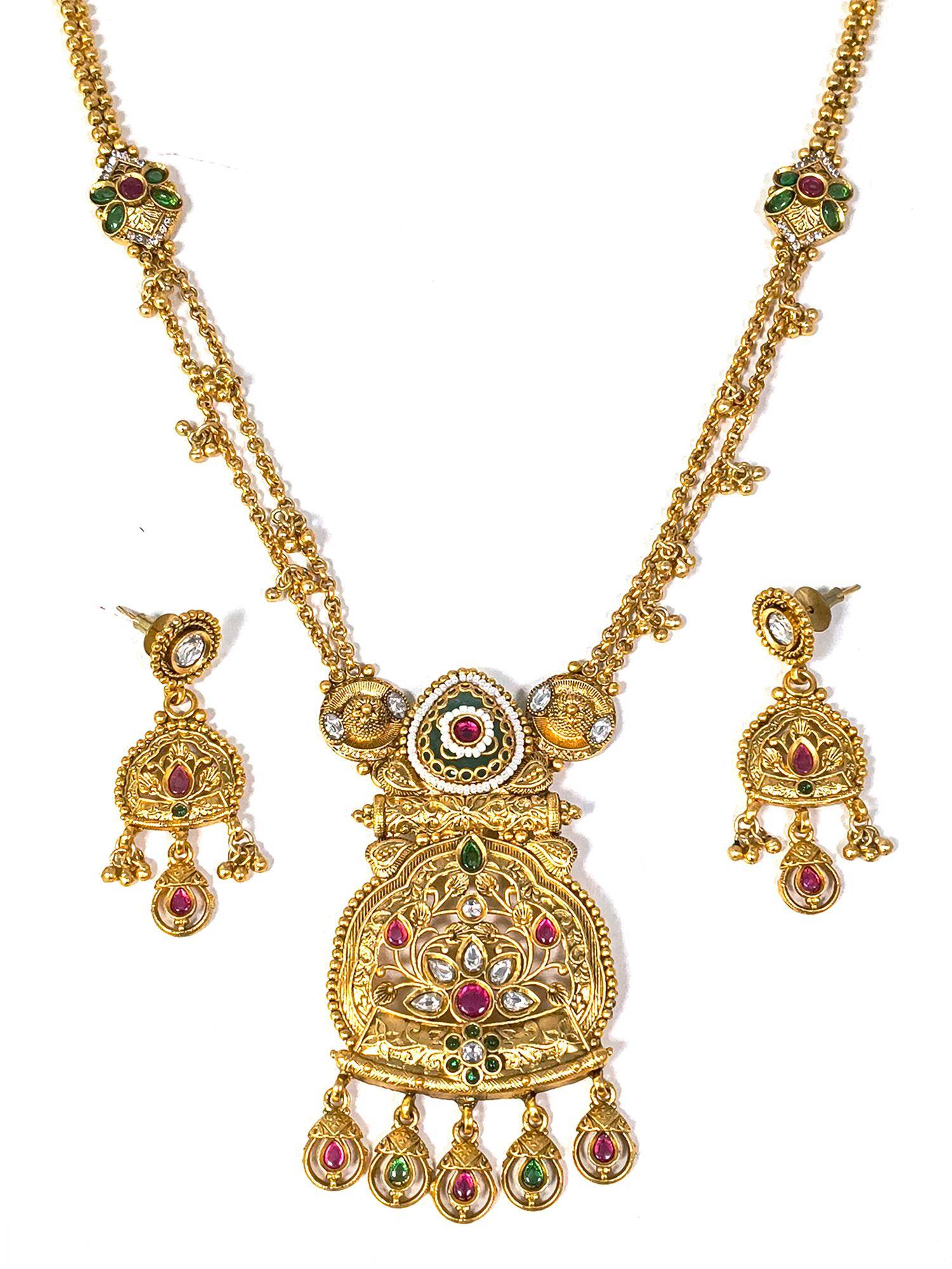 Buy Karatcart South Indian Temple Style Gold-Plated Rani Haar Jewellery ...