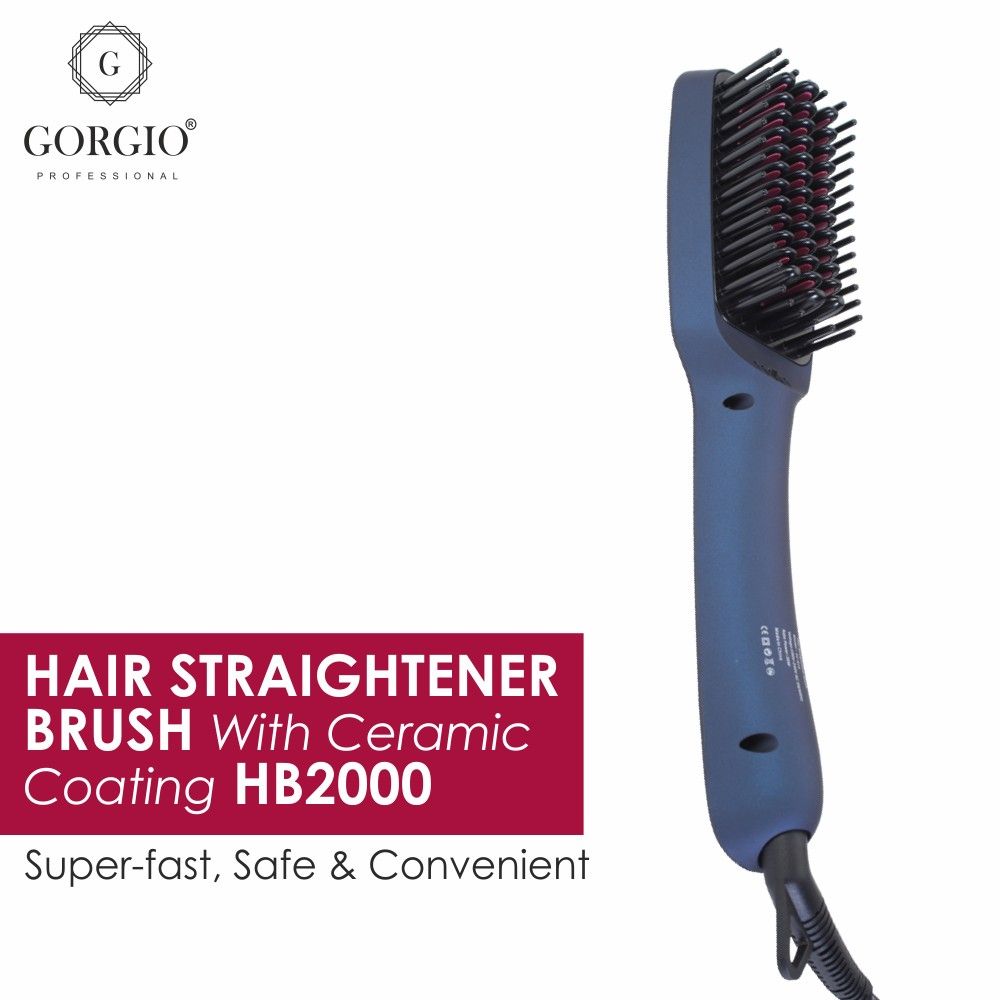 Gorgio Professional Hair Straightener Brush with Ceramic Coating - HB2000