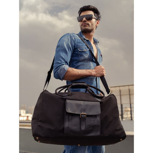 Mona B Unisex Solid Cord Duffle Bag Black (L)