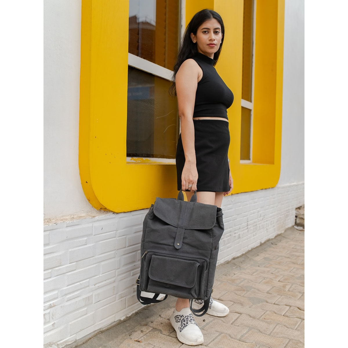 Buy Mona B Unisex Solid Seth Backpack Grey L Online