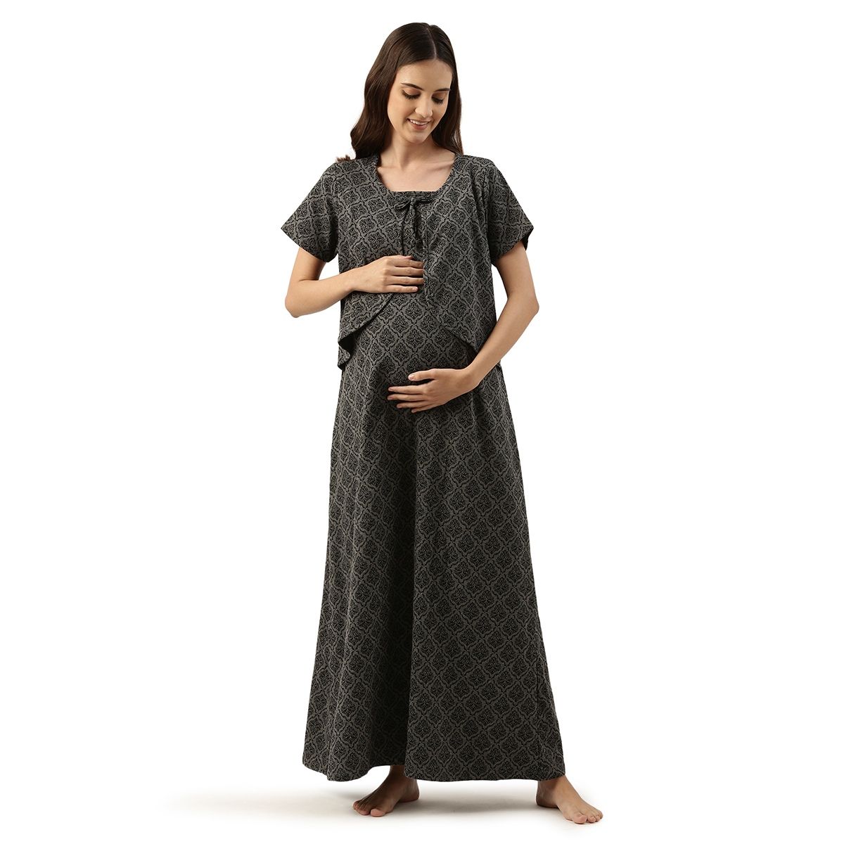 Blue & White Checks Feeding Night Gown With Horizontal Nursing Under The  Flap. By Morph Maternity.