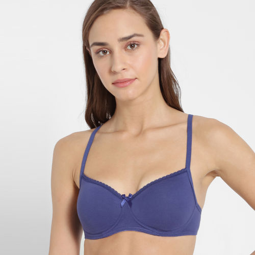 Buy Jockey 1723 Wirefree Padded Cotton Elastane Medium Coverage T-Shirt Bra  - Deep Cobalt Online