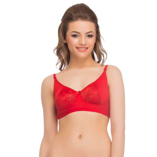 Buy Clovia Cotton Rich Solid Non-Padded Full Cup Wire Free Everyday Bra -  Dark Red Online