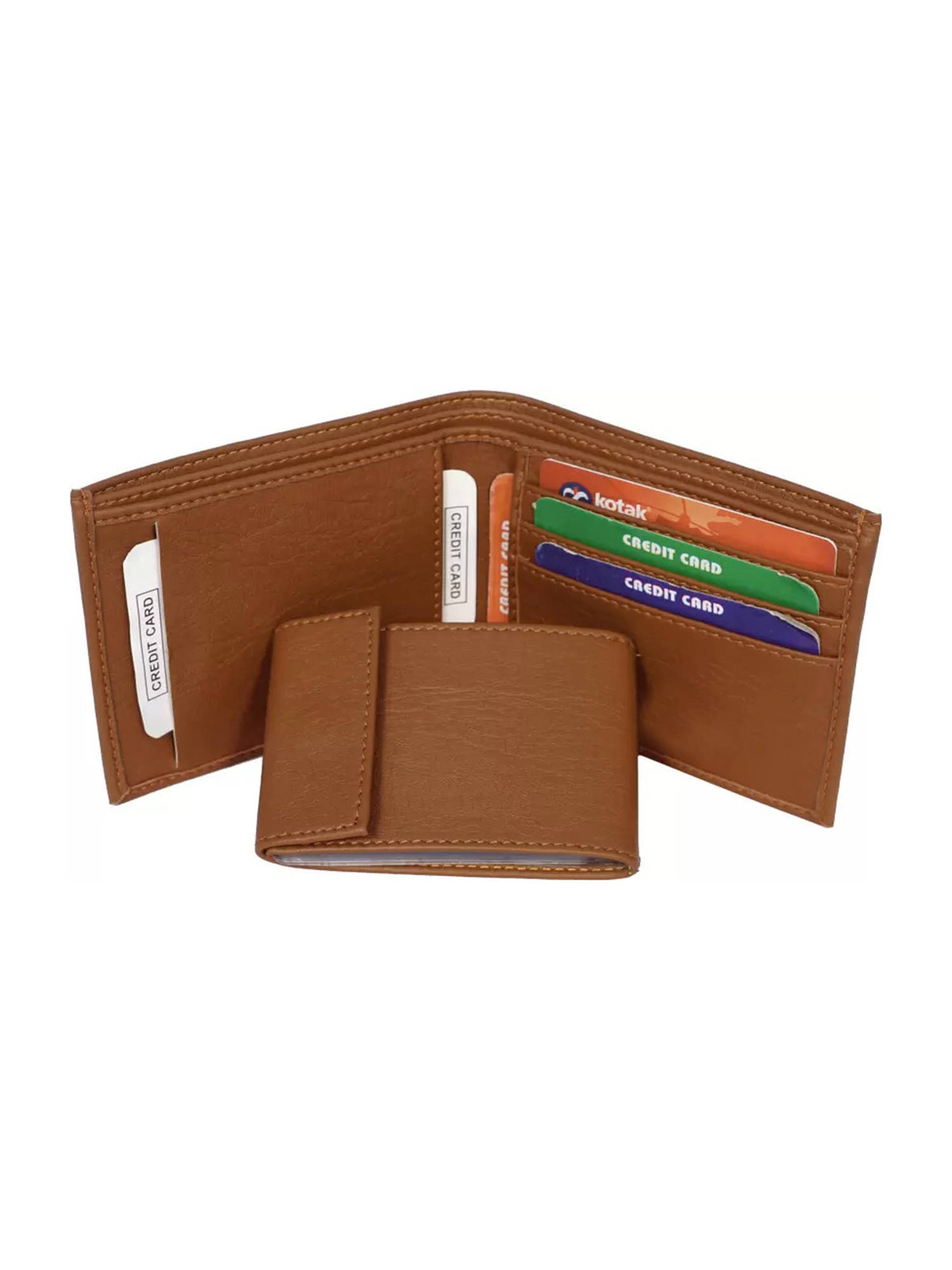 ZEVORA Tan Men Two Fold Leather Wallet