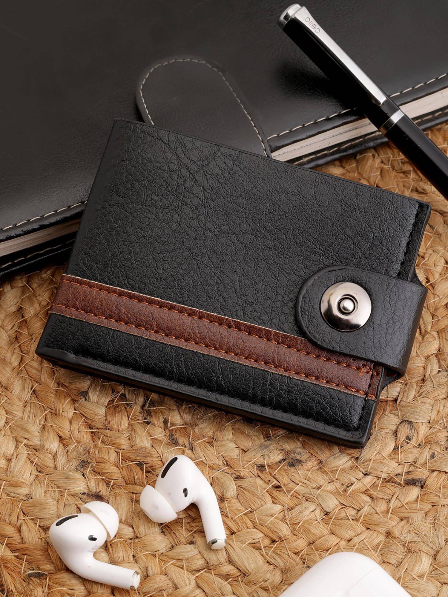 ZEVORA Black Men Two Fold Leather Wallet