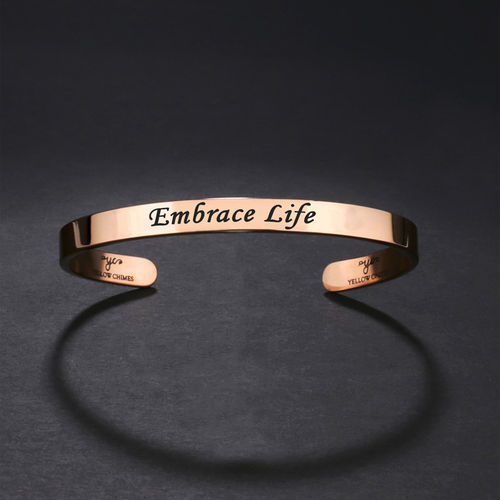 Yellow Chimes Karma Bands Collection Inspirational Message Cuff Bracelet