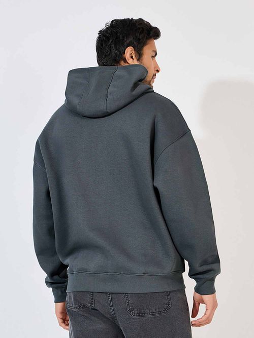 Buy Styli Men Oversized Fleece Front Pocket Heavy Weight Hoodie Online