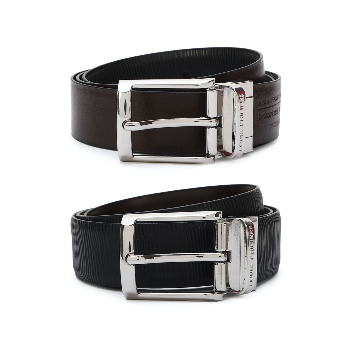 Buy LOUIS PHILIPPE Black Mens Leather Buckle Closure Formal Belt