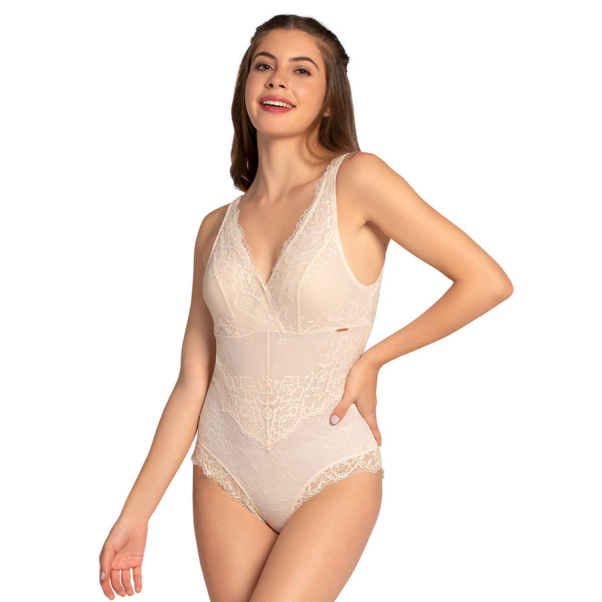 lace bodysuit beige