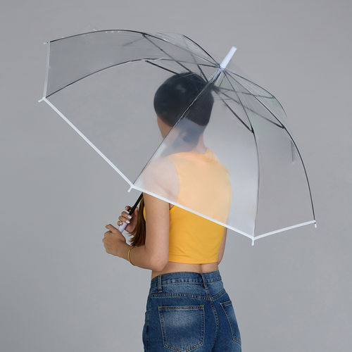 Pipa Bella by Nykaa Fashion White Plain Transparent Umbrella