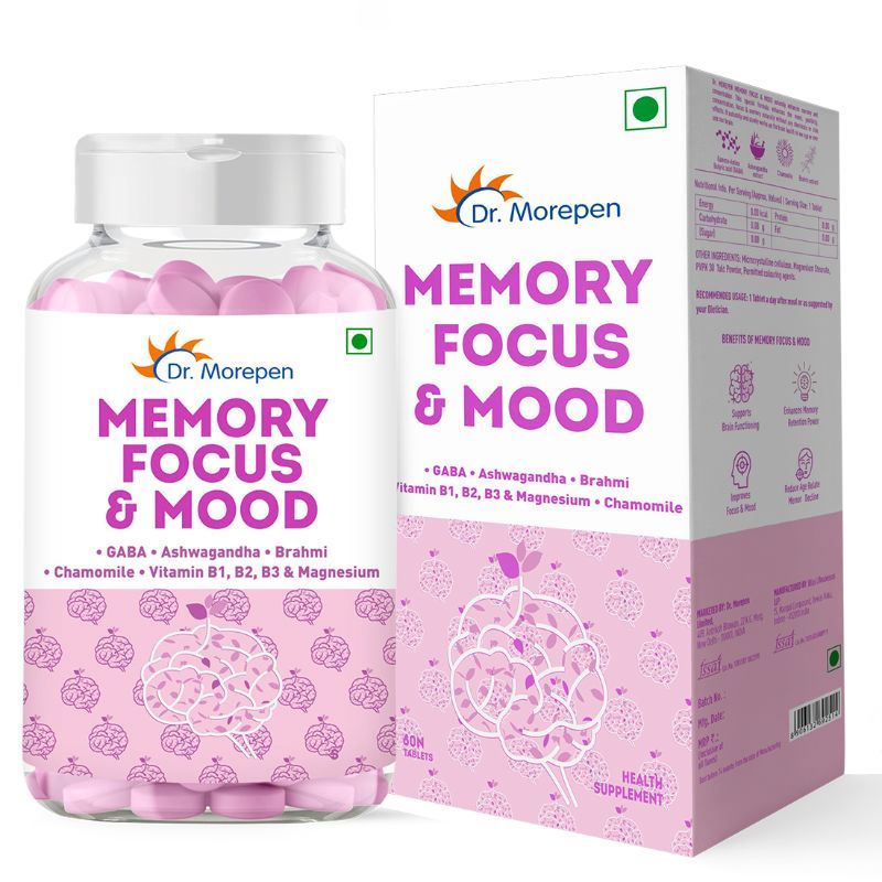 Dr. Morepen Memory, Focus & Mood Tablets With Gaba, Ashwagandha, Chamomile & Brahmi For Brain Health