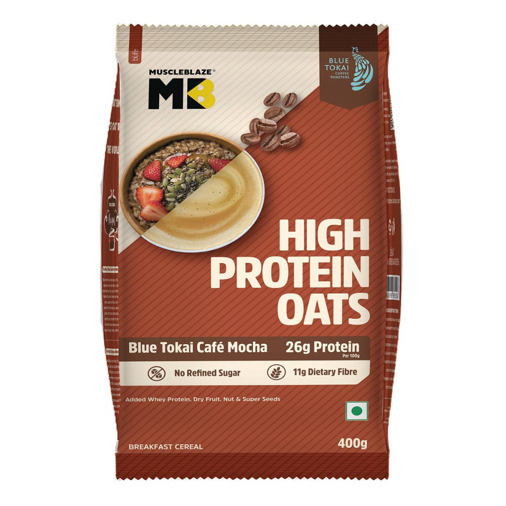 MuscleBlaze High Protein Oats - Blue Tokai Cafe Mocha
