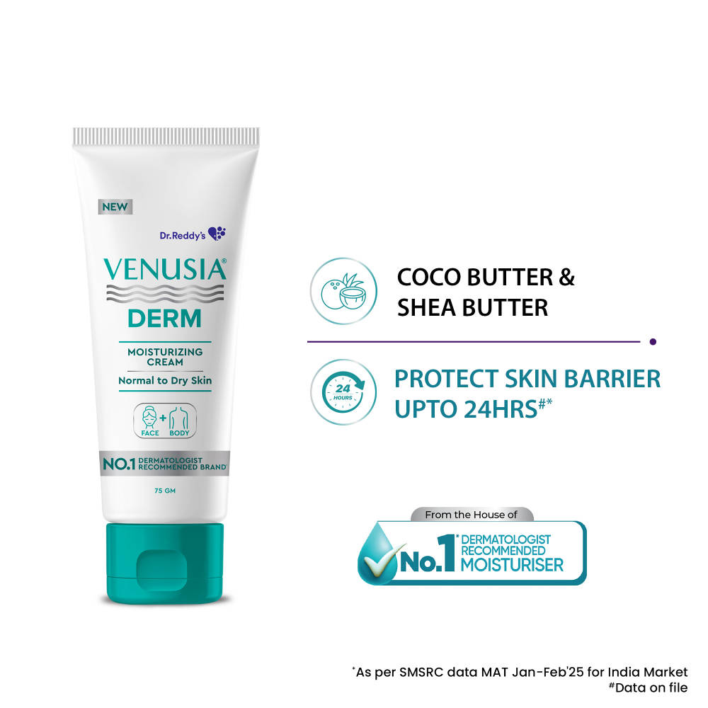 Venusia Derm Moisturizing Lotion | 24-hour Intense Hydration| |Hypoallergenic | 75g