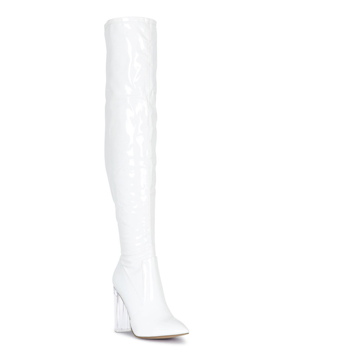 thigh high white go go boots