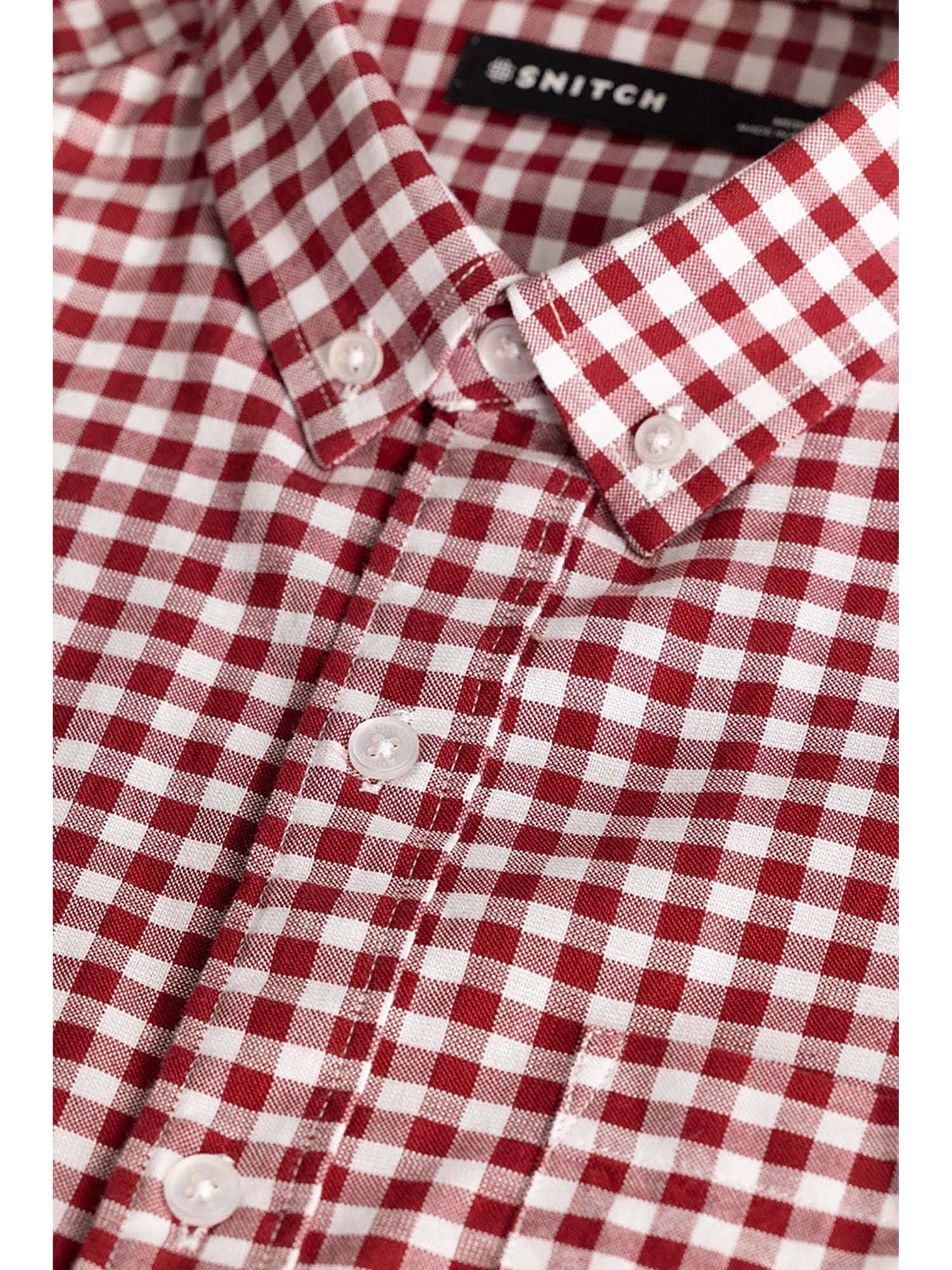 Snitch Red Buy Snitch Red Gingham Checks Shirt Online