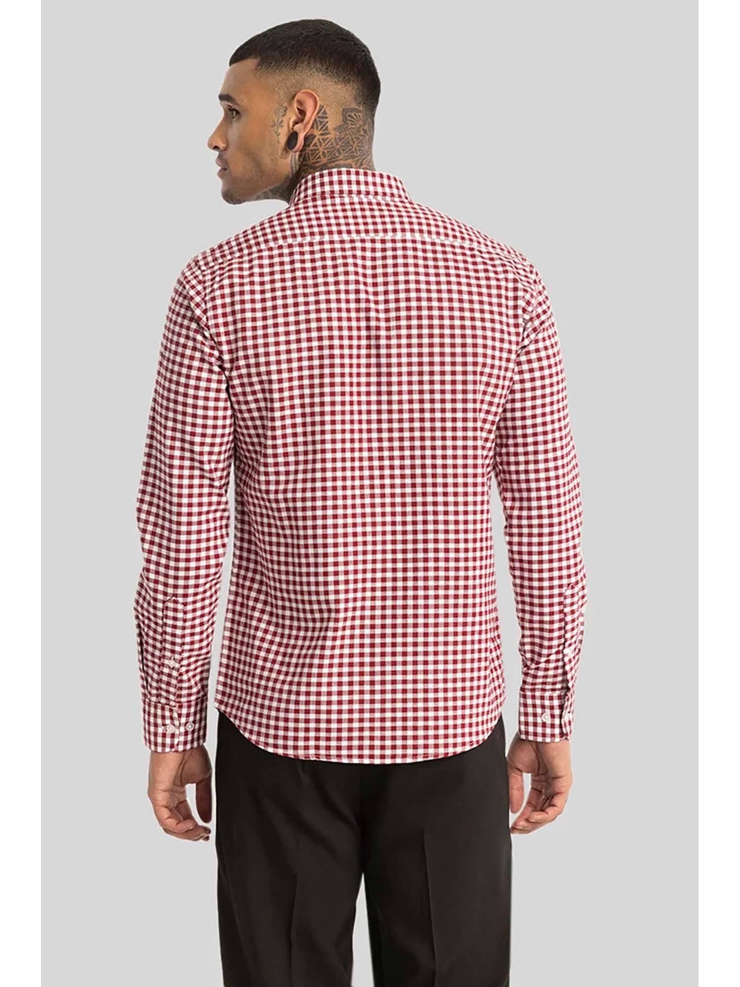 Snitch Red Buy Snitch Red Gingham Checks Shirt Online