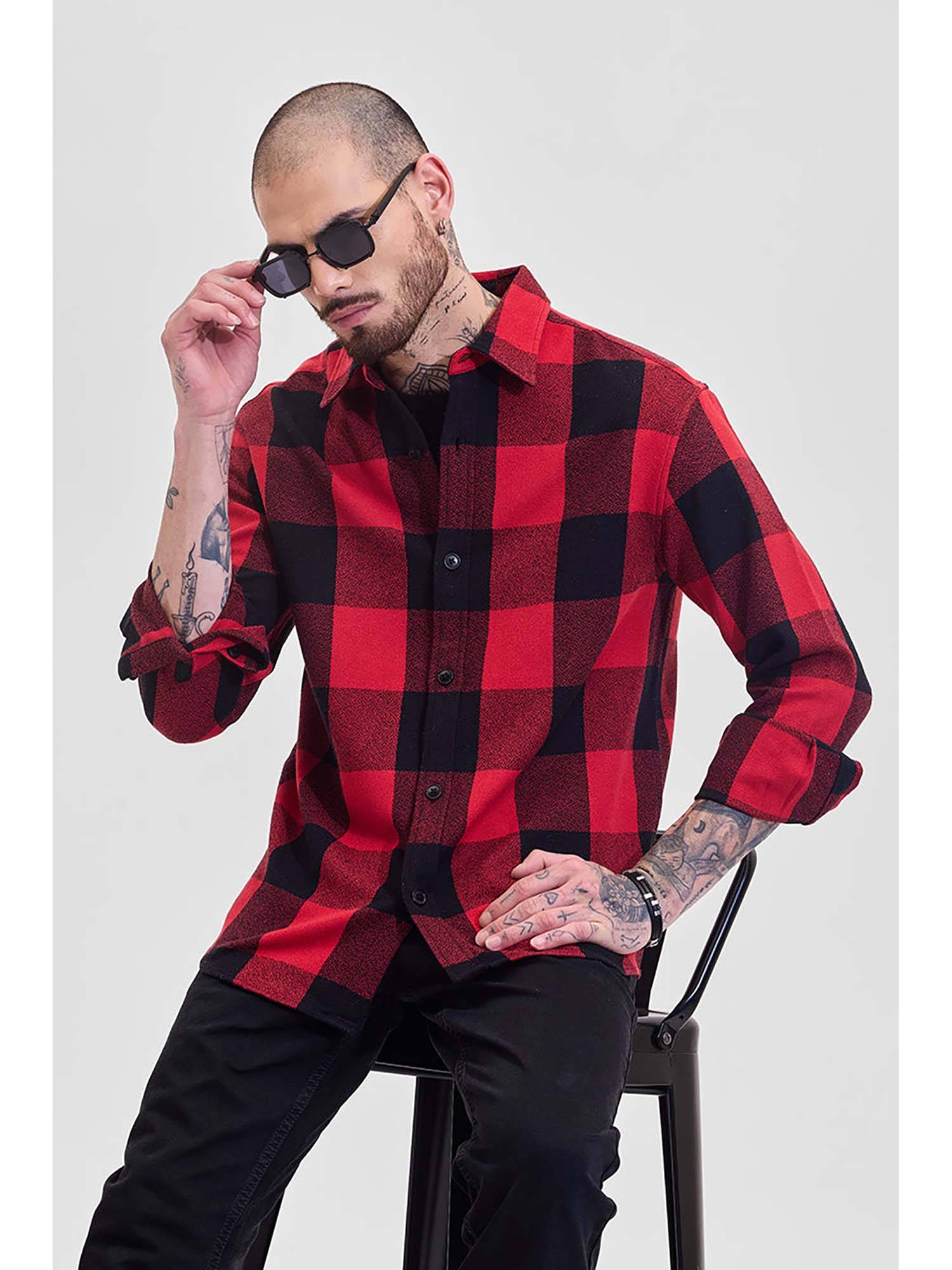 Snitch Red Buy Snitch Red Checks Regular Fit Shirt Online
