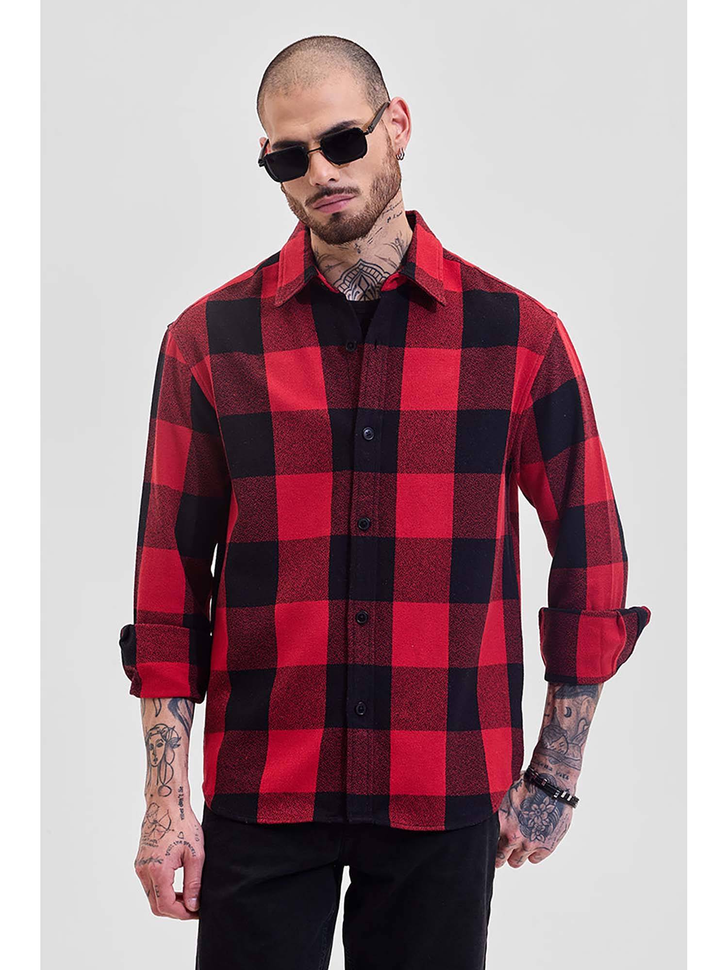 Snitch Red Buy Snitch Red Checks Regular Fit Shirt Online
