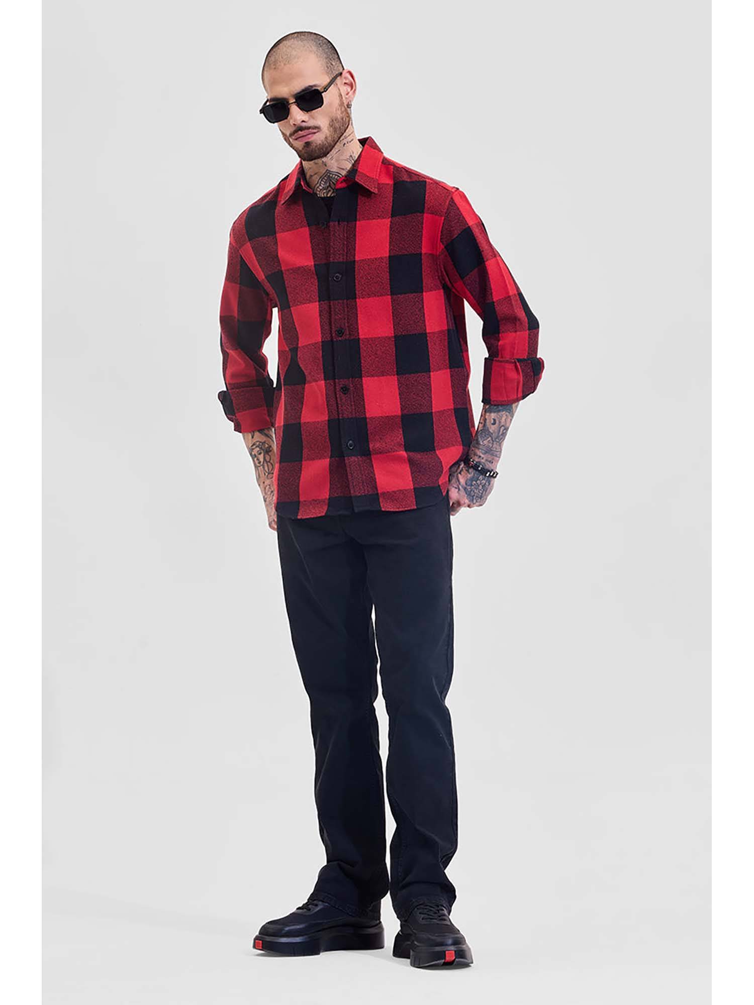 Snitch Red Buy Snitch Red Checks Regular Fit Shirt Online