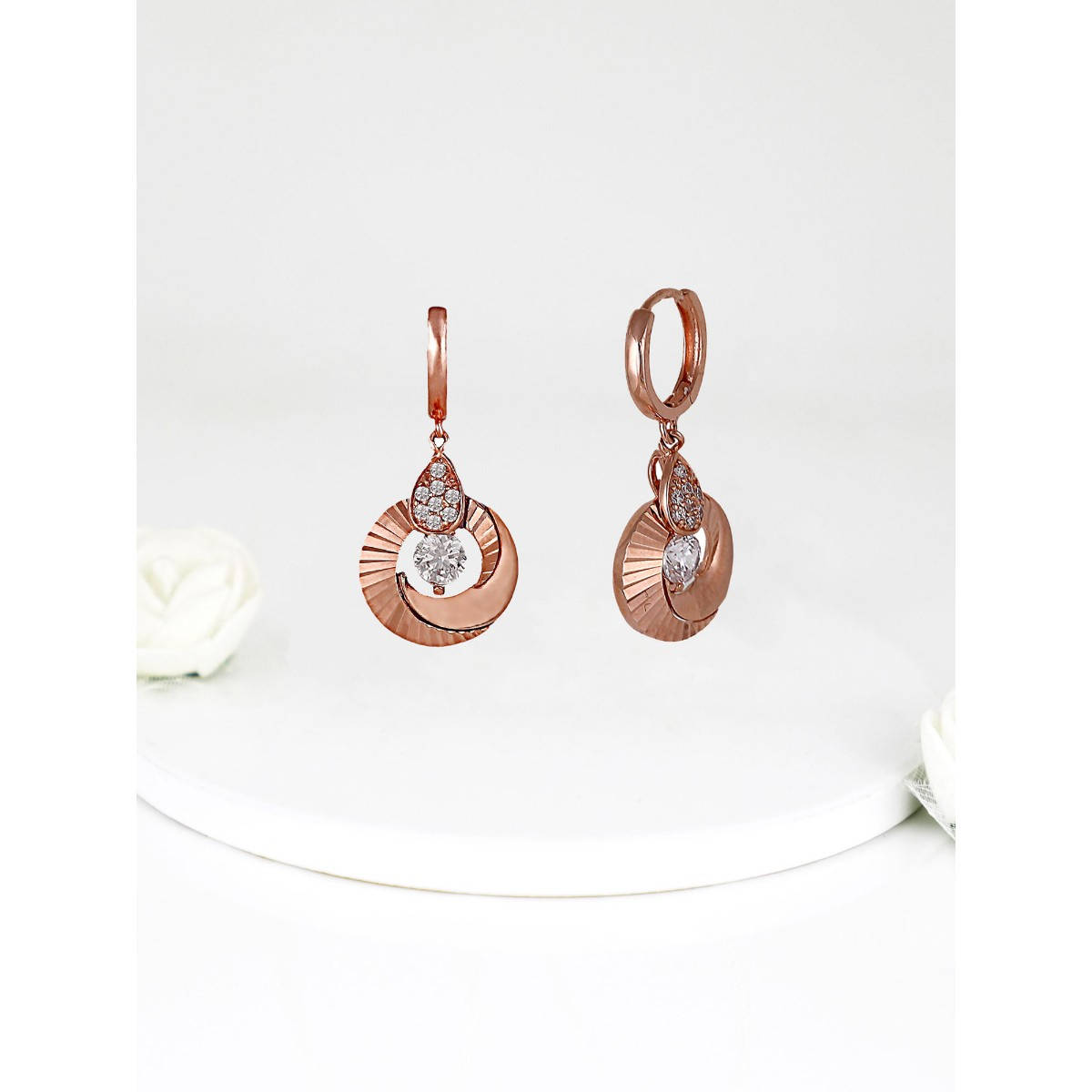 Giva 925 Sterling Silver Rose Gold Halo Earrings For Women(One Size)