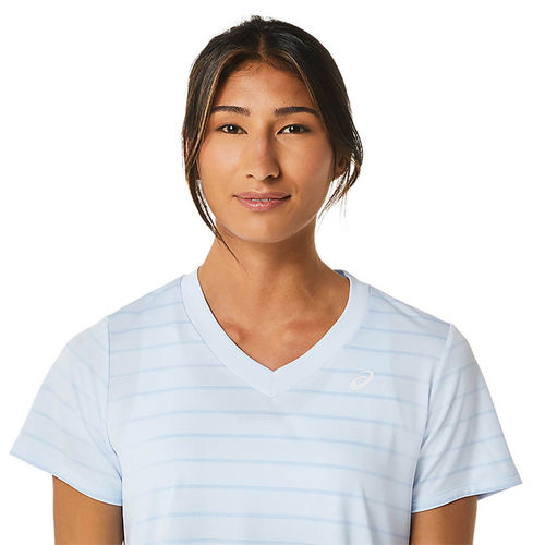 Buy ASICS Court Stripe Ss Blue Women's T-Shirt Online