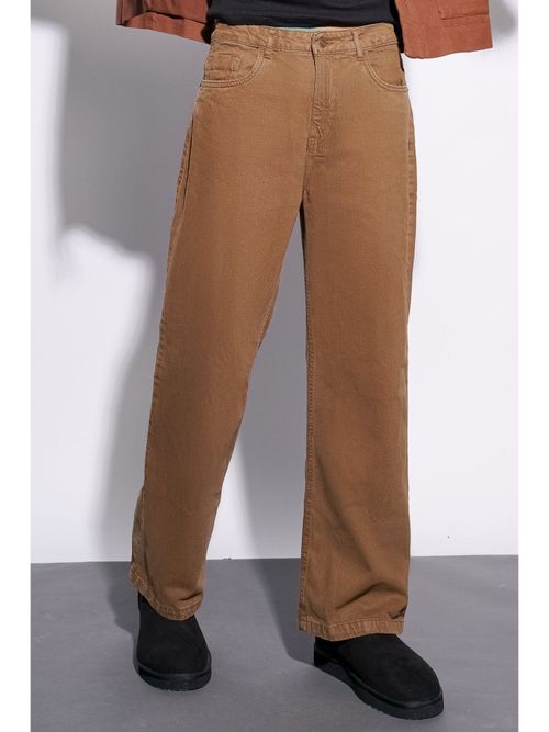 FREAKINS Brown Wide Leg Men's Jeans