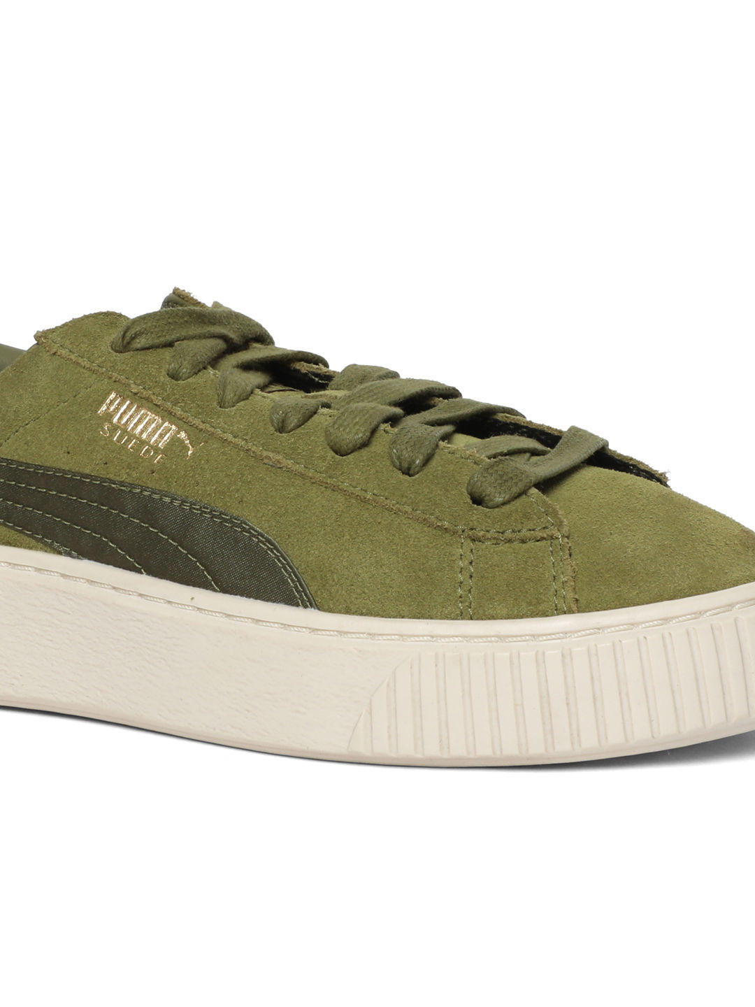 Buy Puma Suede Platform Mono Satin Casual Shoes Green Online