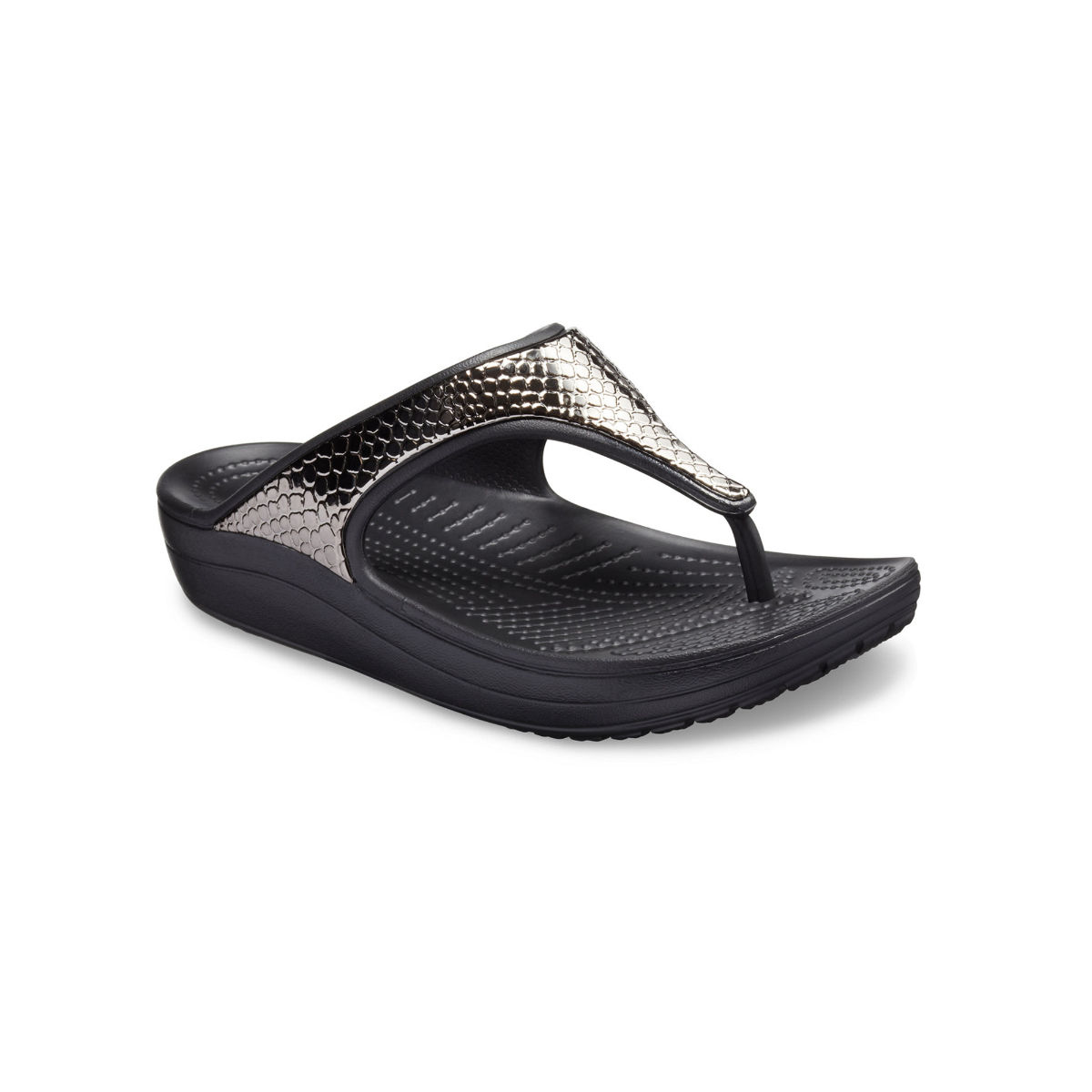 crocs metallic flip flops