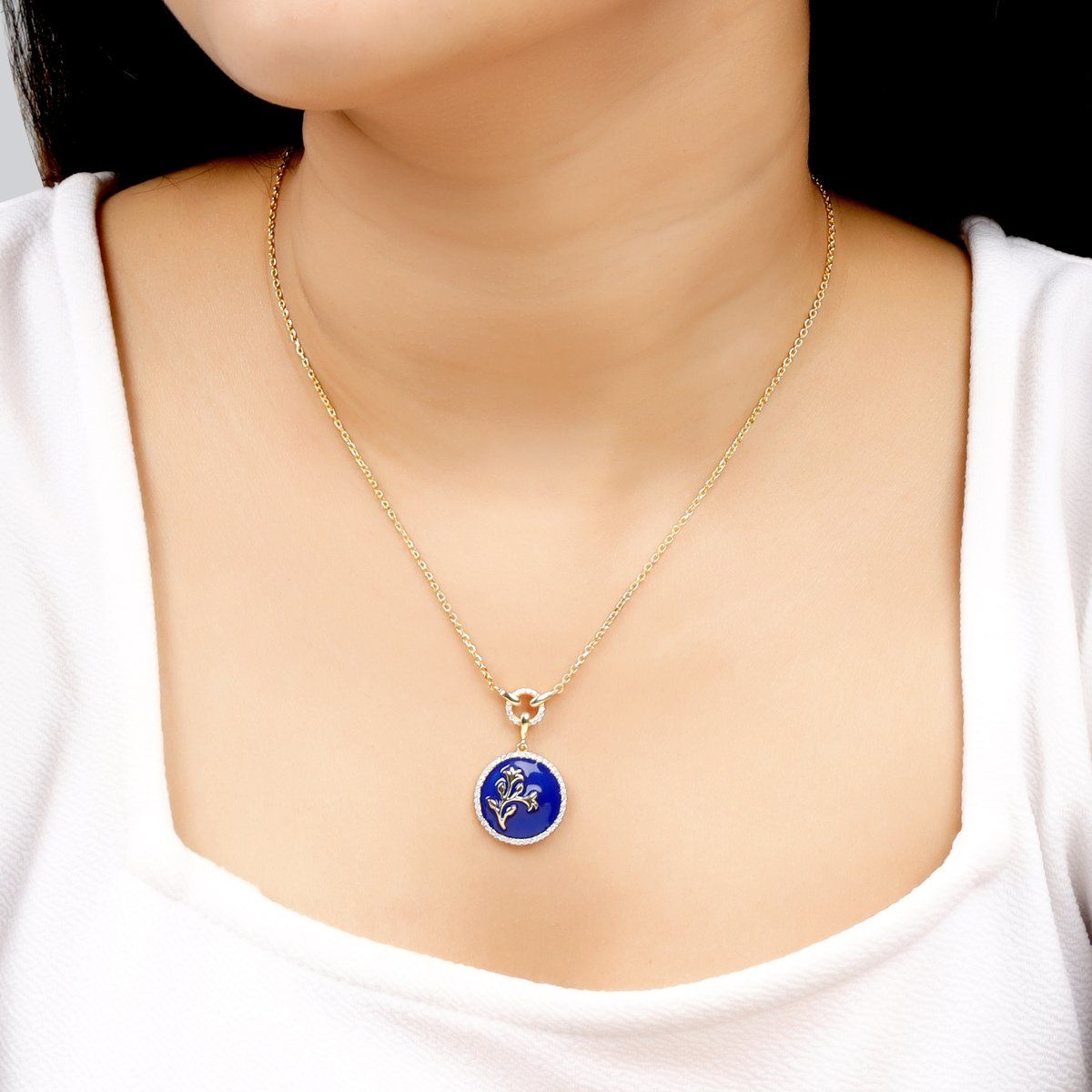 Buy Giva 925 Sterling Silver Mystic Blue Leaf Pendant With Link Chain For  Women Online