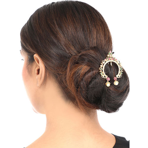 Yellow Chimes Ad Floral Design Gold Plated Bridal Ambada Juda Pin for  Women: Buy Yellow Chimes Ad Floral Design Gold Plated Bridal Ambada Juda  Pin for Women Online at Best Price in