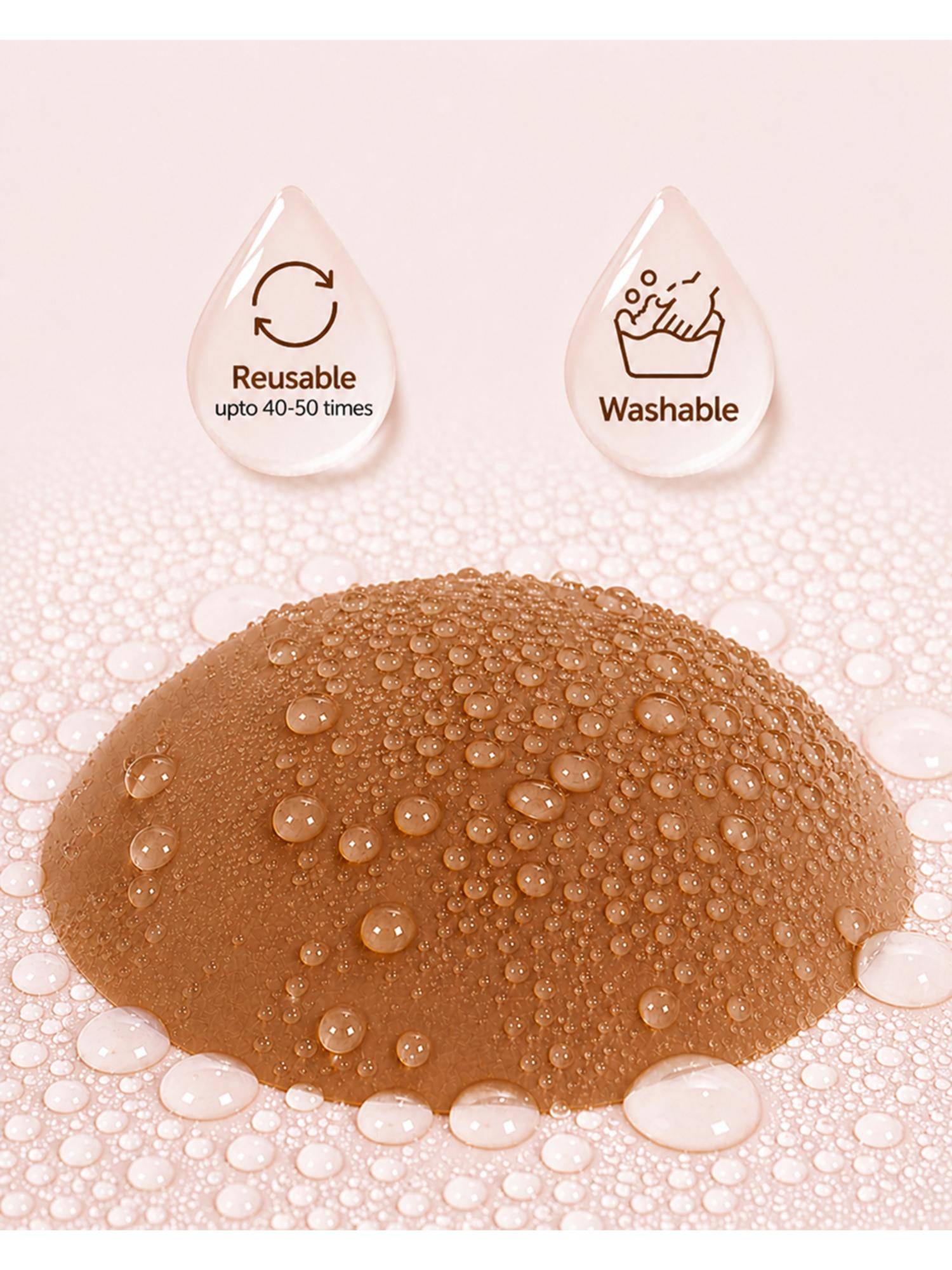 Velomora Premium Brown Glued Reusable Invisible Paste Nipple Covers (Pack Of 2)