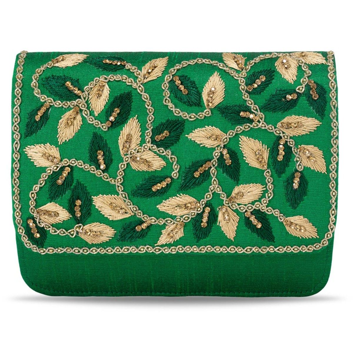 Radha's Indian Embroidered Green Potli Bag with Pearls Handle Purse Party  Wear Ethnic Clutch for Women: Handbags: Amazon.com