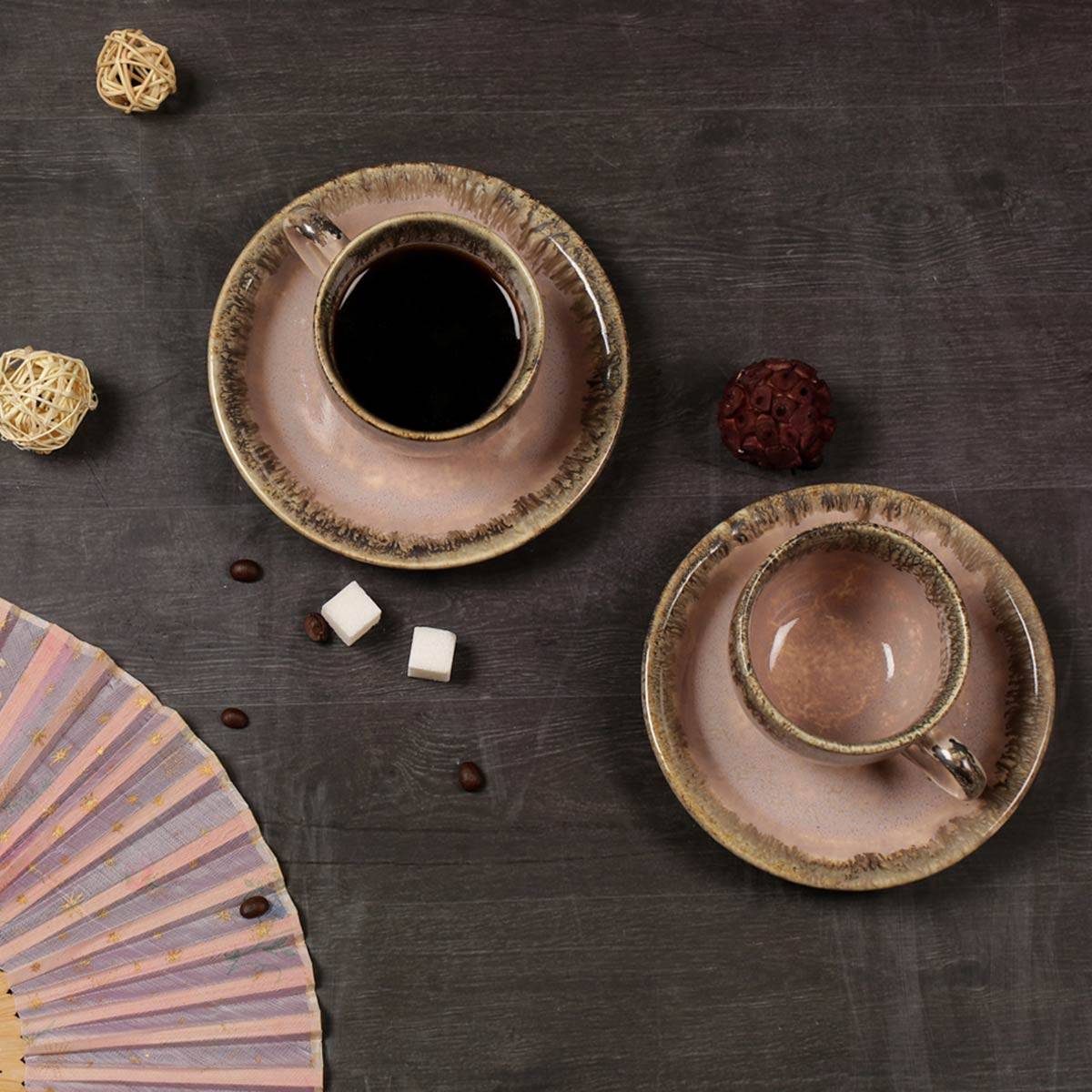 Amalfiee Ceramics Exclusive Sarvottam Round Tea Cup And Saucer Set Of 2