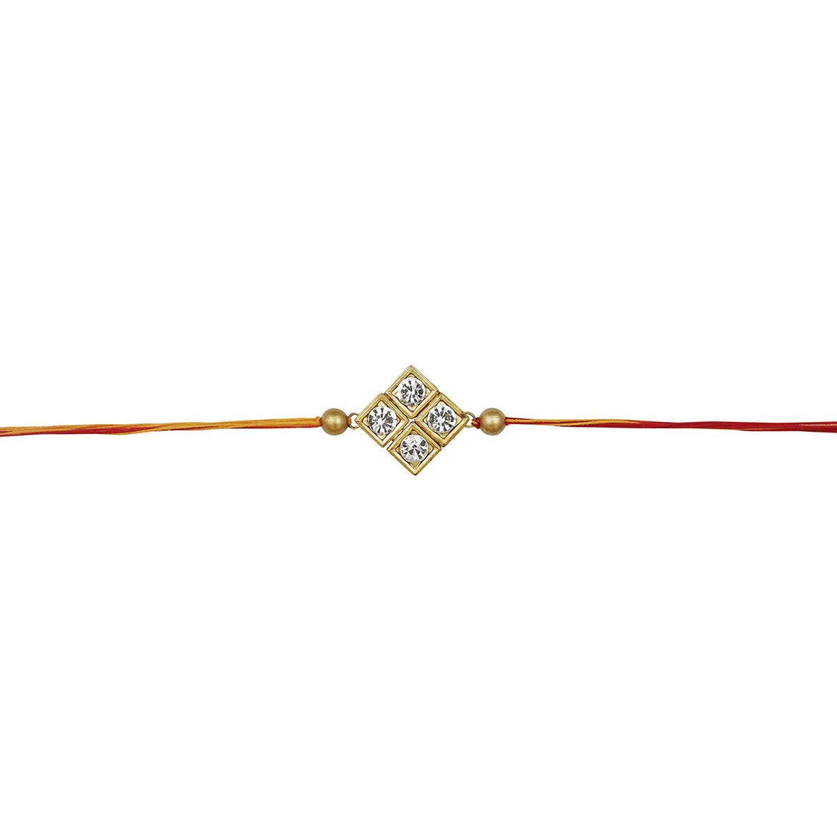 Accessher Statement Rhinestones Embellished Rakhi with Roli, Rice & Card