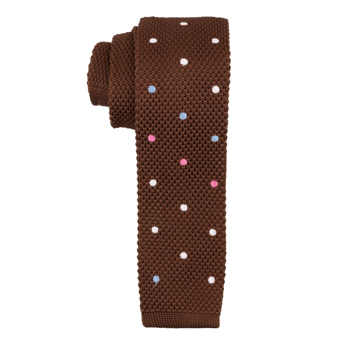 The Tie Hub Necktie Sport Dots White And Pink Polka Dot In Brown