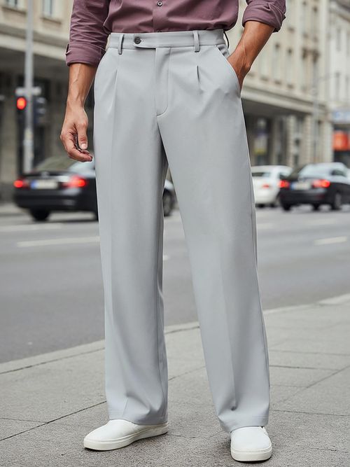 Buy Bewakoof Men's Grey Wide Leg Korean Pants Online Buy Bewakoof Men's Grey Wide Leg Korean Pants Online