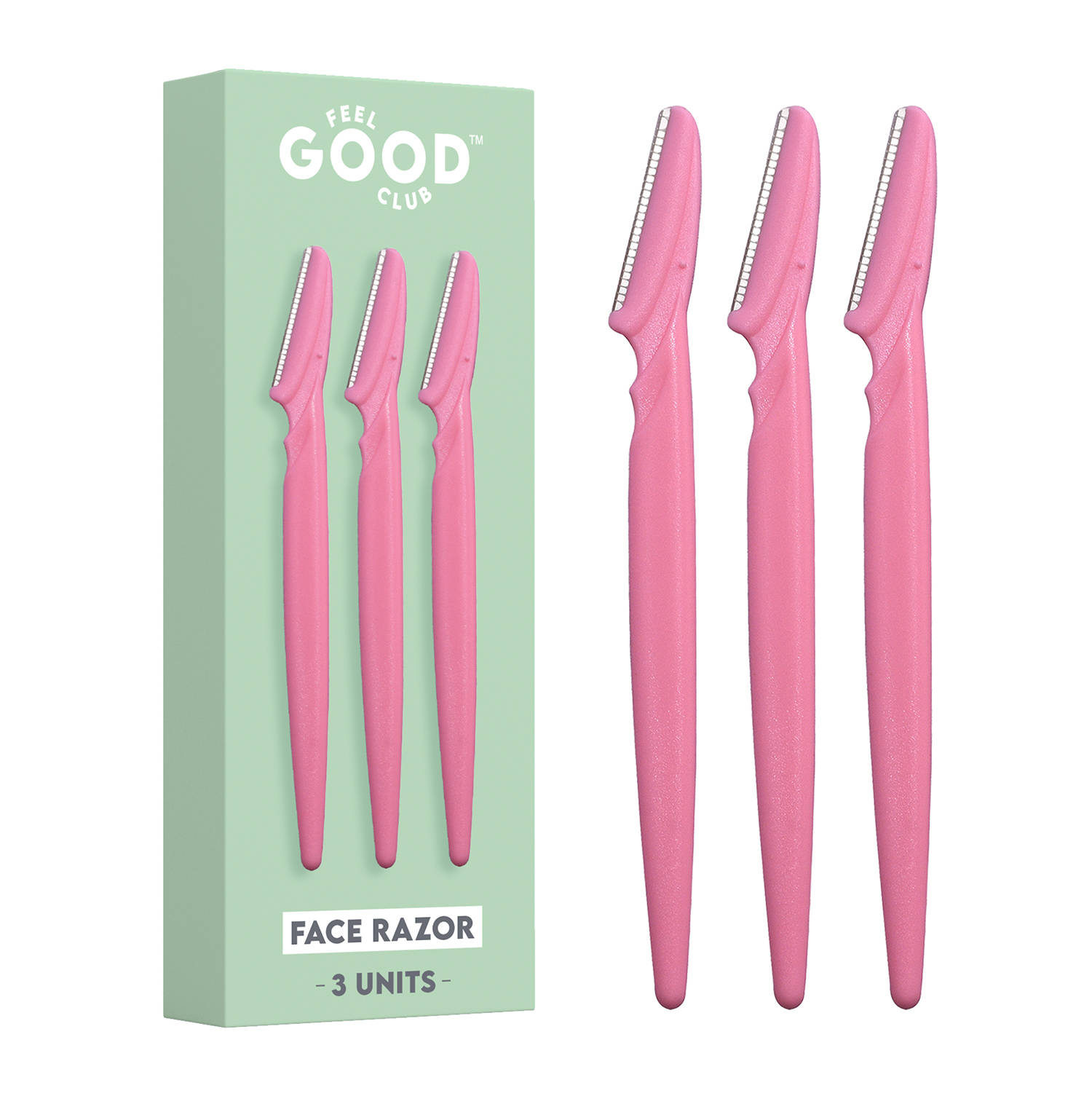 Feel Good Club Face & Eyebrow Razor - Pack Of 3 Reusable Razors For Instant & Painless Hair Removal