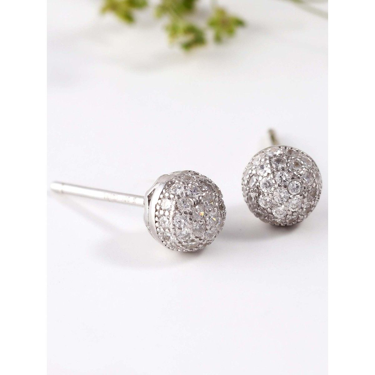 Giva Sterling Silver Shimmering Sphere Stud Earrings For Women(One Size