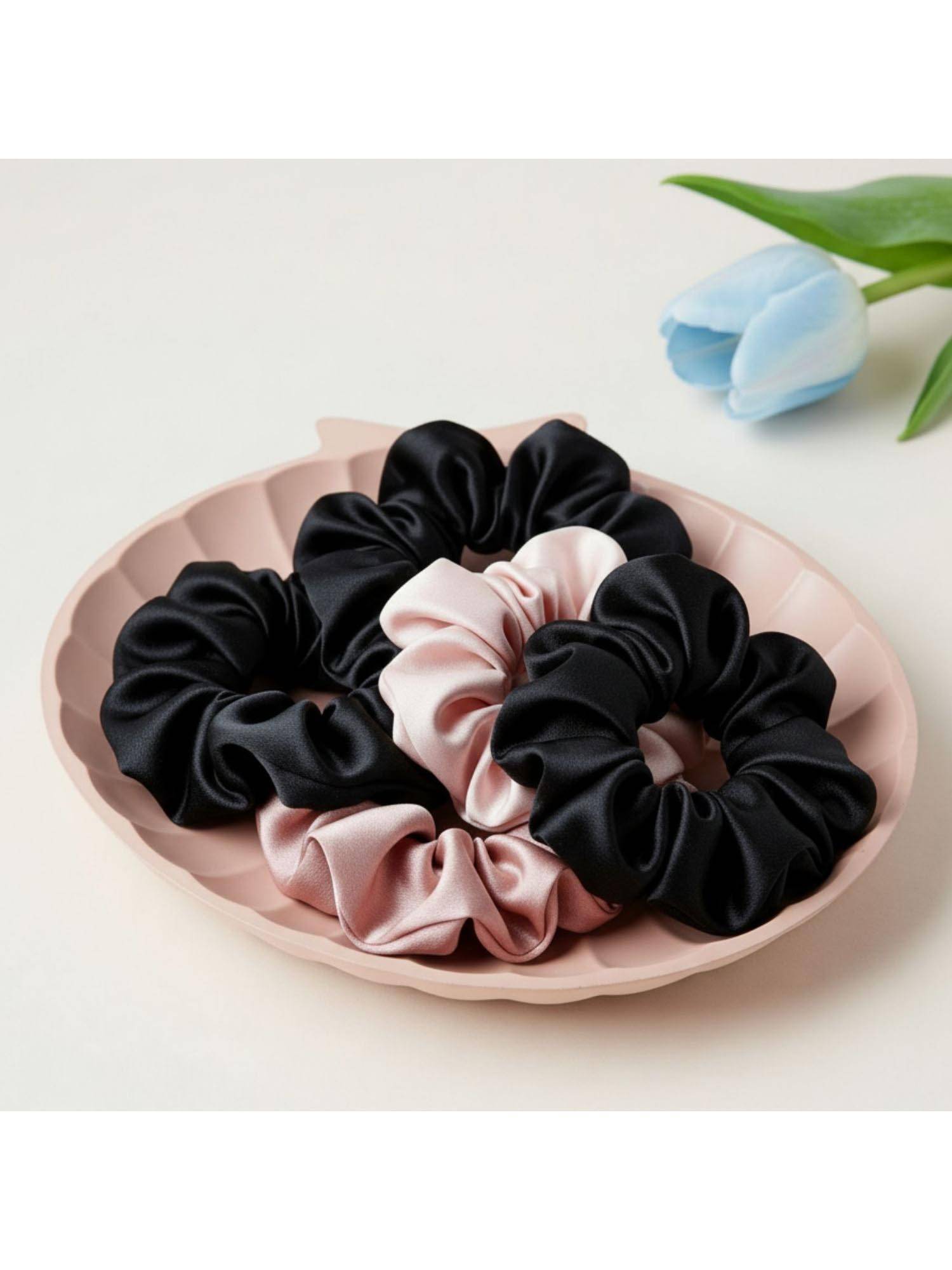 Mueras Women Multi-Color Satin Scrunchies (Pack of 5)