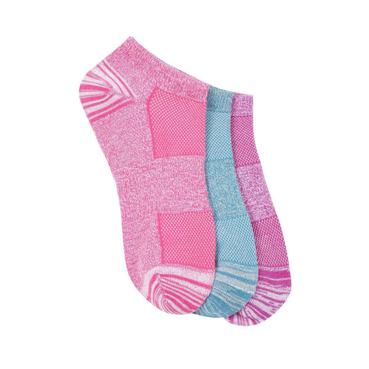 Columbia Women Multicolor Flat Knit Marled & Space Dye No-Show Socks Pack Of 3