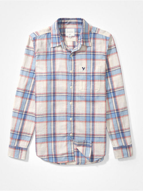 Buy American Eagle Men Multi-Color Slim Fit Everyday Button Up Shirt Online