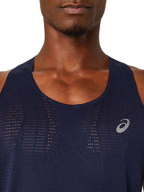 Singlet Asics Running Vest Mens ASICS Activewear Blue Metarun
